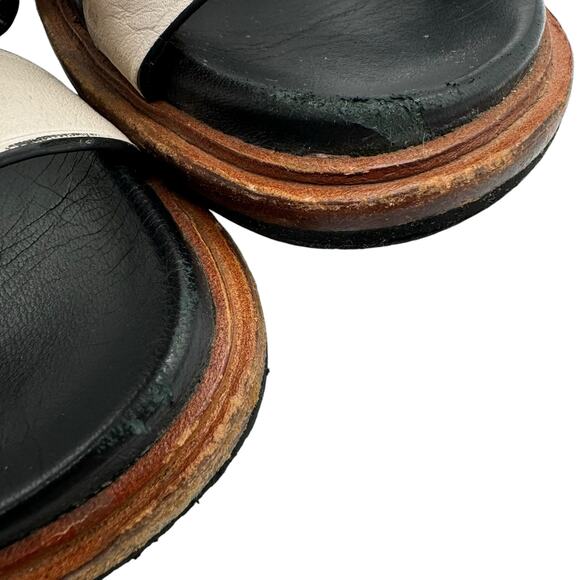 Coach Dannie Ankle Strap Sandals 8B Flats Open Toe Black White Gold Studs - Picture 6 of 15